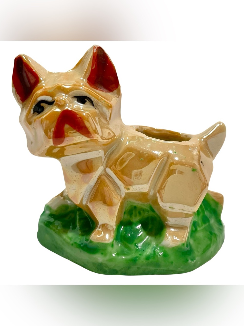 Vintage 1940s Lusterware French bulldog Figural toothpick Holder Made in Japan